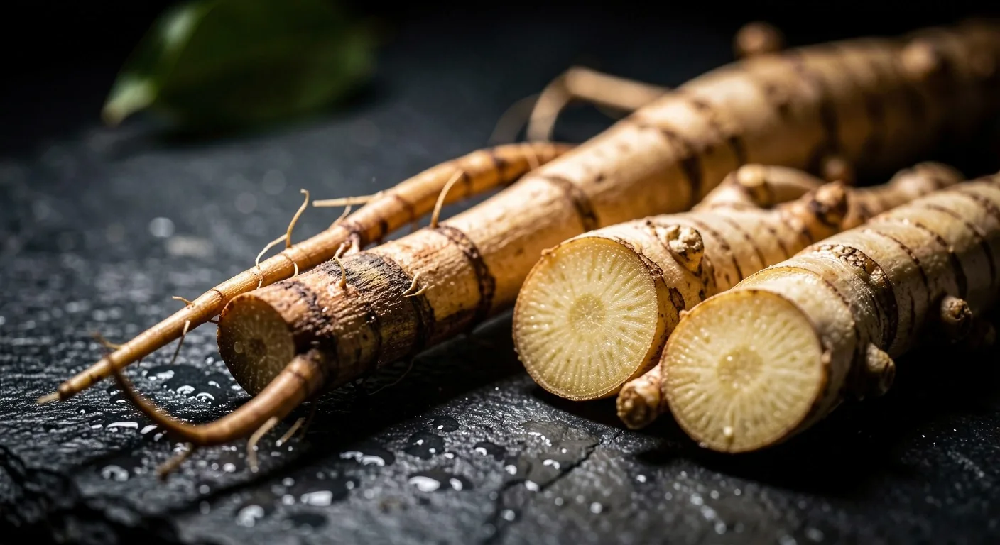 Macro photography of Indonesian botanical roots on dark surface