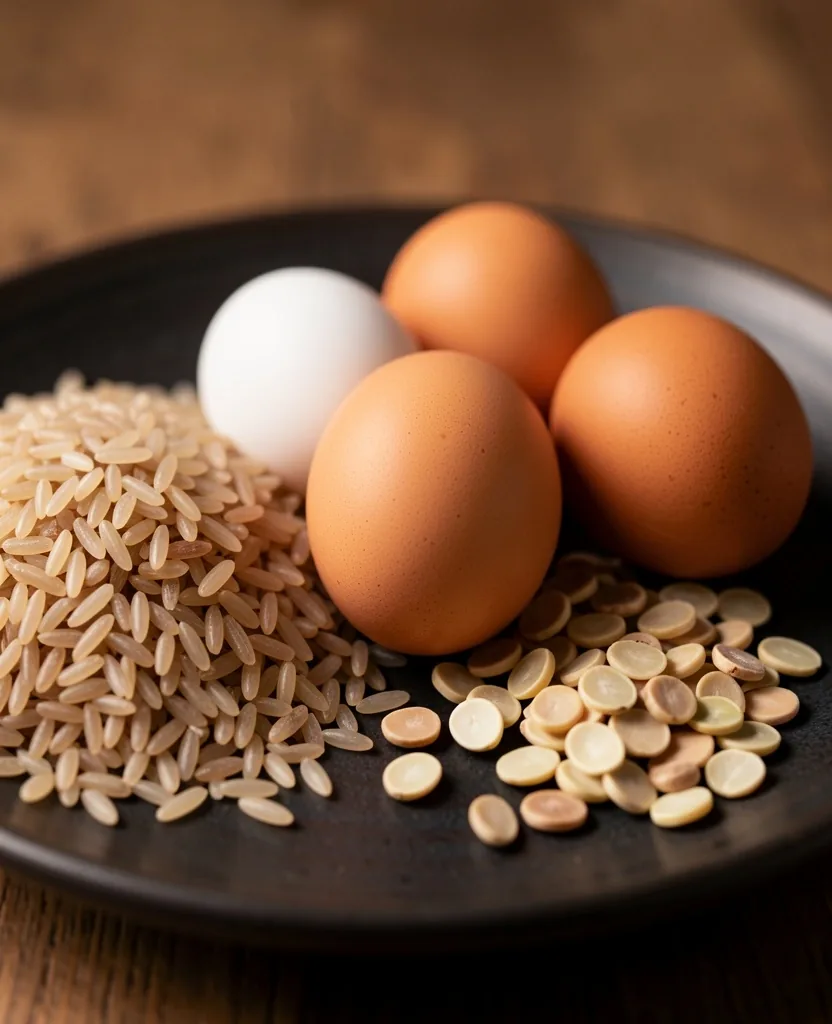 B-vitamin rich foods on a dark surface