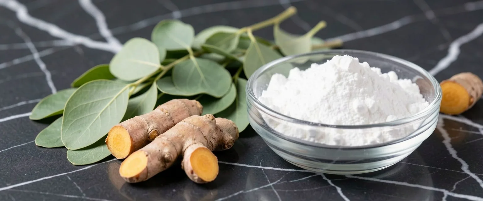 Sourced herbal ingredients on a laboratory tray