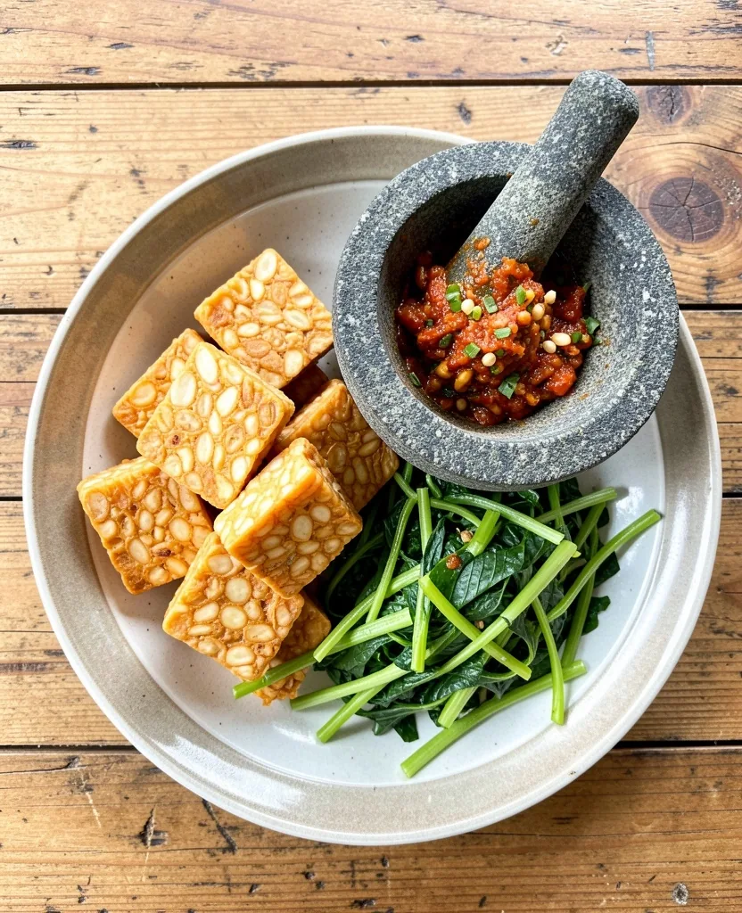 Traditional Indonesian food spread